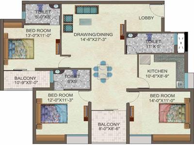 3 Bedroom Apartment for sale in Cosmic Oxford, Bali, Howrah