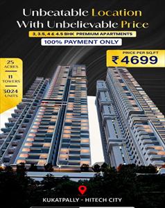 3 Bedroom Apartment for sale in Kukatpally, Hyderabad
