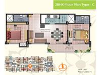 2BHK Floor Plan Type - C