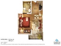 Studio Apartment 810 Sq. Ft.