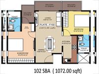 Floor Plan of Flat - 1072 Sqft
