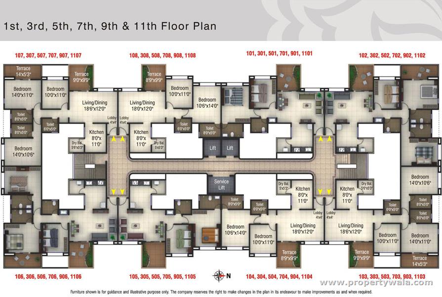 1,3,5,7,9,11 Floor Plan
