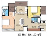 Floor Plan of Flat - 1161 Sqft