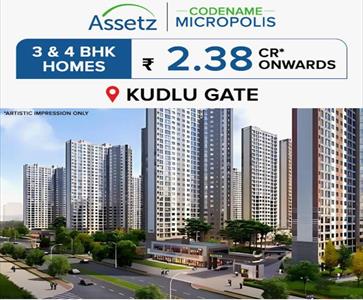 3 Bedroom Apartment for sale in Kudlu Main Road area, Bangalore