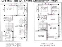 Ground & First Floor Plan - 1333 Sq Ft.