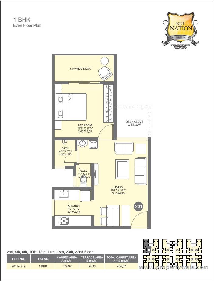 1 BHK - Even Floor Plan