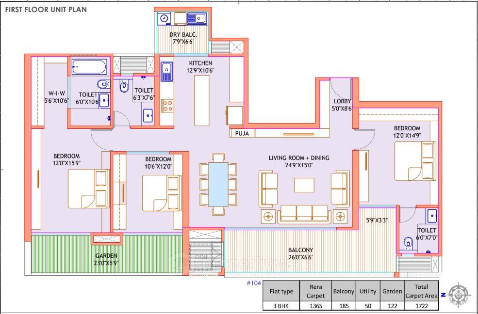 Project - 3 Bhk Floor-C Plan