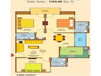 2BHK Floor Plan 1455 Sq.Ft