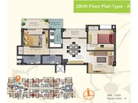 2BHK Floor Plan Type - A