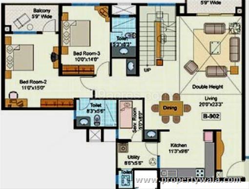 3BR-4T-1SR, 2300 Sq Ft.