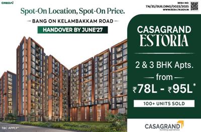 3BHK for sale in Casagrand Estoria, Kelambakkam, Chennai