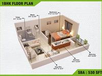 1BHK Floor Plan 530 Sq Ft