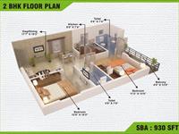 2BHK Floor Plan 930 Sq Ft