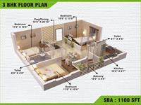 3BHK Floor Plan 1100