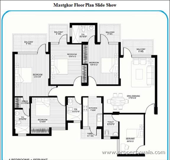 3 Bedroom +Servant Salable Area=2090Sq.Ft.