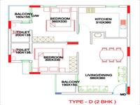 Type D - 2 BHK Floor Plan