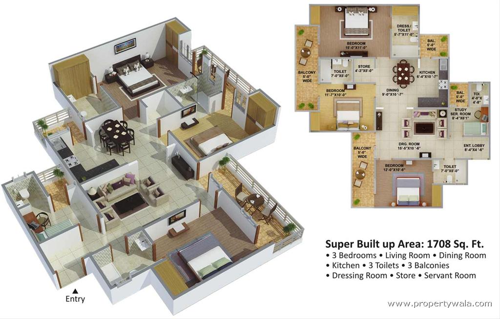 1708 sq.ft. Floor Plan
