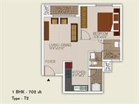 1BHK of Type -T2 702 sq. ft