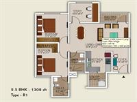 2.5 BHK of Type -R1 - 1308 sq. ft