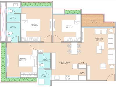 3 Bedroom Apartment for sale in Thaltej, Ahmedabad