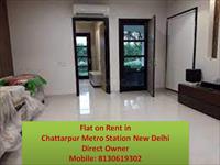 2 bhk flat in villa portion for rent in chattarpur metro station