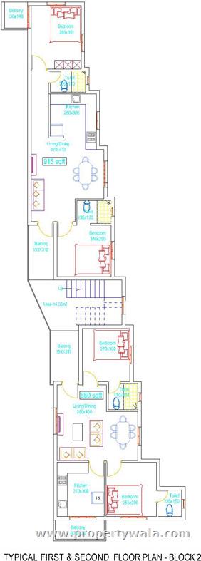 Block 2 1BHK Floor Plan