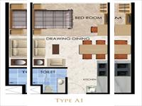 1 BHK Floor Plan - 677 – 743 sq feet
