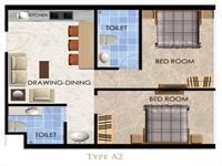 2BHK Floor Plan - 1035 – 1207 sq feet