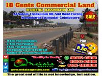 18 Cents Commercial land (Residential classification ) At NH-544-Navakkarai-Ettimadai--Coimbatore