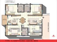 East Facing - 1535 Sft, 3BHK