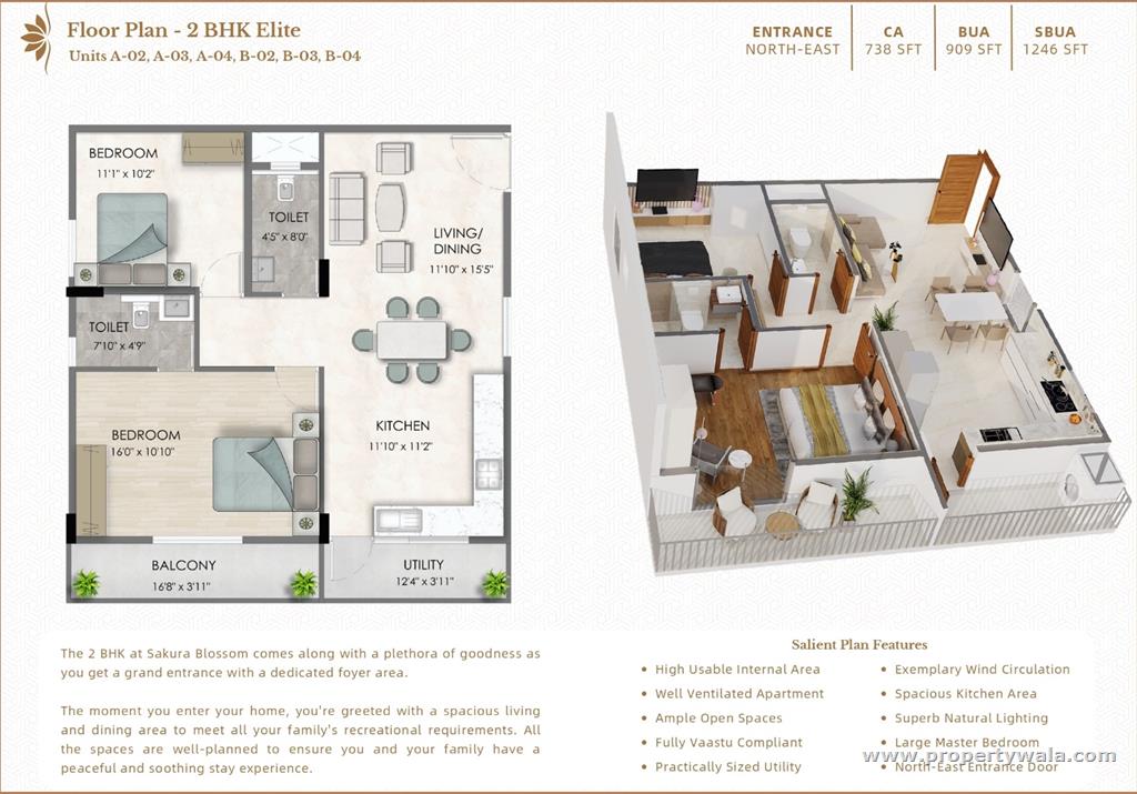Flat size 2Bhk