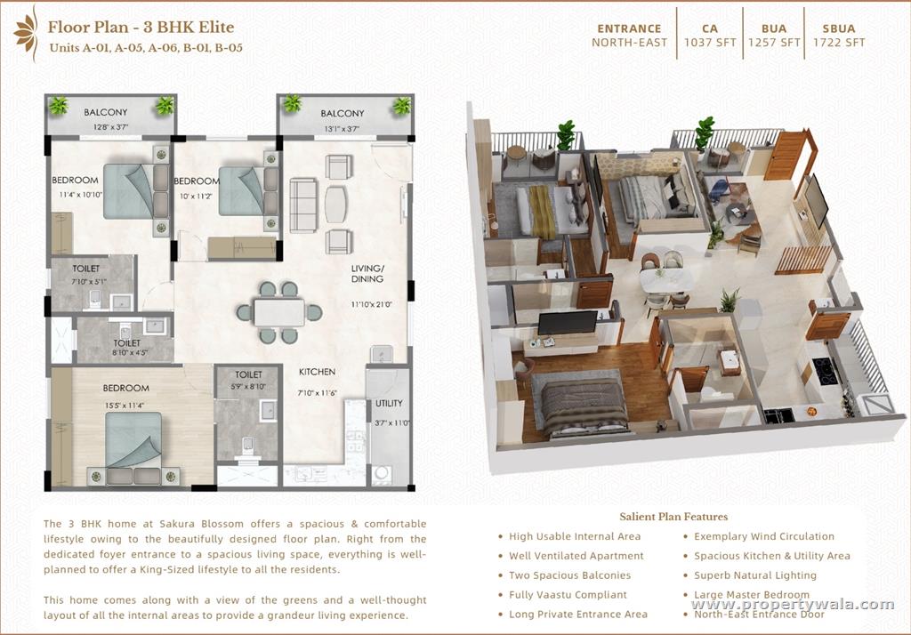 Flat Area 3bhk