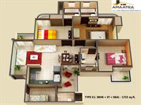3 BHK + 2 T - 1722 Sq. Ft.